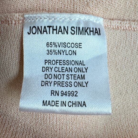 Jonathan Simkhai Womens Knit Peplum Top Blouse Size M Short Sleeve Pastel Blush - Picture 6 of 7